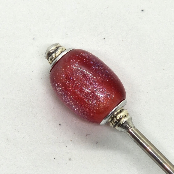 Glimmercore Crimson Spell  Stainless Steel Hair Stick Red Sparkle Charm Updo Pin - Picture 6 of 6